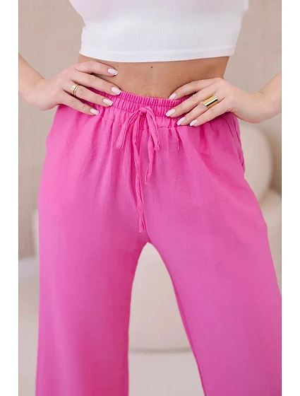Viskózové nohavice so širokými nohavicami ružovej farby Viskózové nohavice so širokými nohavicami ružovej farby