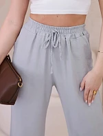 Viskózové nohavice so širokými nohavicami šedé