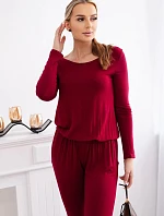 Kombinéza z viskózy v páse Burgundy