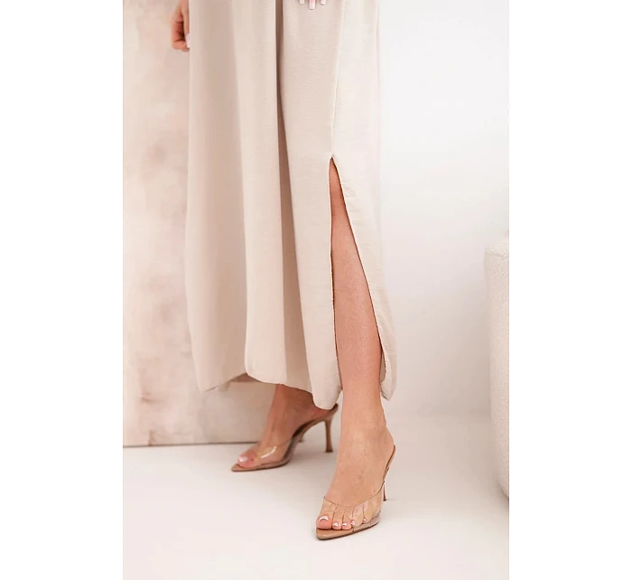 Dlouhé šaty bez ramínek tmavě béžová Dlouhé šaty bez ramínek tmavě béžová