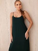 Dlhé šaty bez ramienok tmavozelené