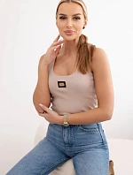 Rebrovaná blúzka s trblietkami béžová