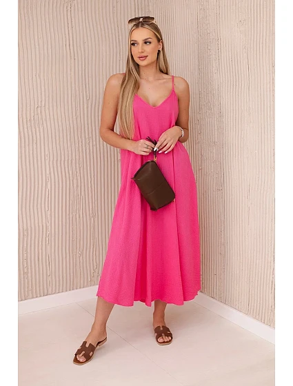 Mušelínové šaty na ramínka růžový