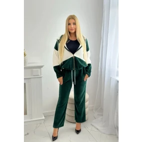 Súprava rebrovaná velúrová mikina + nohavice tmavozelená Súprava rebrovaná velúrová mikina + nohavice tmavozelená