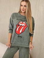 Bavlnená tepláková súprava s potlačou + khaki nohavice