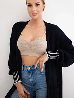 Sveter s vreckami námornícka modrá