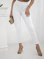 Bavlnené nohavice so zirkónmi na zadných vreckách biele