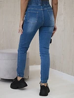 Džínsové nohavice s rebrovaným lemom