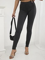 Bavlnené nohavice so zirkónmi na zadných vreckách graphite