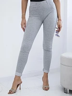 Bavlnené nohavice so zirkónmi na zadných vreckách sivé