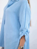 Bavlnená mušelínová košeľa modrá