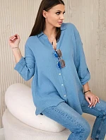 Bavlnená mušelínová oversize džínsová košeľa