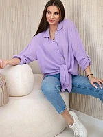 Bavlnená mušelínová košeľa oversize fialová