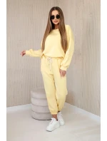 Súprava tepláky + nohavice maslová látka žltá