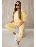 Súprava tepláky + nohavice maslová látka žltá