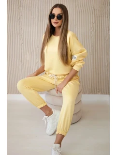 Súprava tepláky + nohavice maslová látka žltá