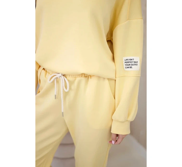 Súprava tepláky + nohavice maslová látka žltá Súprava tepláky + nohavice maslová látka žltá