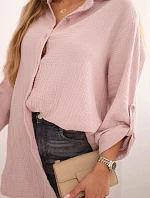 Plus veľkosť bavlnené mušelínové tričko tmavo púdrová ružová