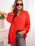 Plus veľkosť bavlnené mušelínové tričko červené