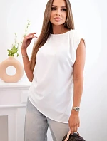 Elegantná dámska blúzka s volánikmi a asymetrickým strihom ecru