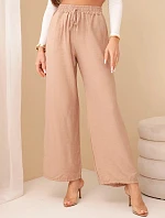 Viskózové nohavice so širokými nohavicami ťavej farby