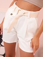 Dámske šortky s vysokým pásom ecru