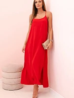 Dlhé šaty bez ramienok červené