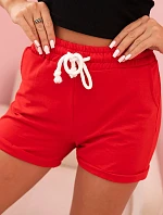 Dámske bavlnené šortky s elastickým pásom červené