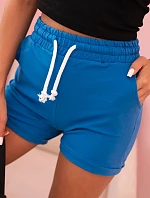 Dámske bavlnené šortky s elastickým pásom a viazaním v karmínovej farbe