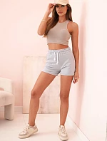 Dámske bavlnené šortky s elastickým pásom sivé