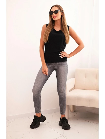 Dámská bavlněná blůza střihu černá model 21227170 - K-Fashion