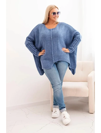 Dámský svetr Plus Size s volného střihu a rukávem 3/4 model 21259034 - K-Fashion