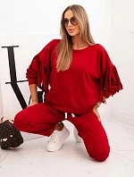 Dámska maslová súprava s lemovaním na rukávoch bordová