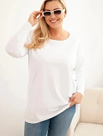 Dámske Plus veľkosť bavlnené okrúhle krku blúzka biela