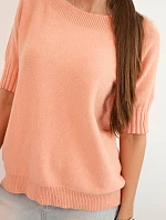 Dámsky viskózový sveter s krátkym rukávom tmavo marhuľový