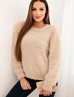 Dámsky mäkký mohérový sveter béžovej farby