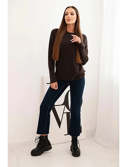 Svetr dámský z baby model 22393422 s dlouhým rukávem hnědý - K-Fashion