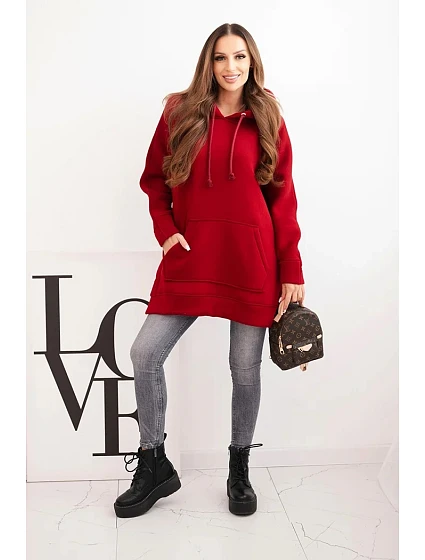 Bunda s rozparky na bocích vínová