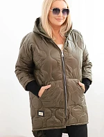 Dámske Plus veľkosť zimná bunda prešívané s kapucňou Khaki