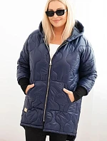 Dámske Plus veľkosť zimná bunda prešívaná s kapucňou Garnet