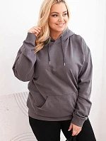 Dámska bavlnená mikina s kapucňou v nadmernej veľkosti s klokaním vreckom Graphite