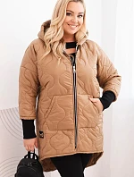 Dámske Plus veľkosť zimná bunda prešívaná s kapucňou Camel