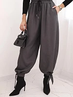 Dámske nohavice so širokými nohavicami a viazaním v spodnej časti graphite