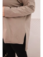 Dámská bavlněná blůza Plus Size asymetrická s dlouhým rukávem fango