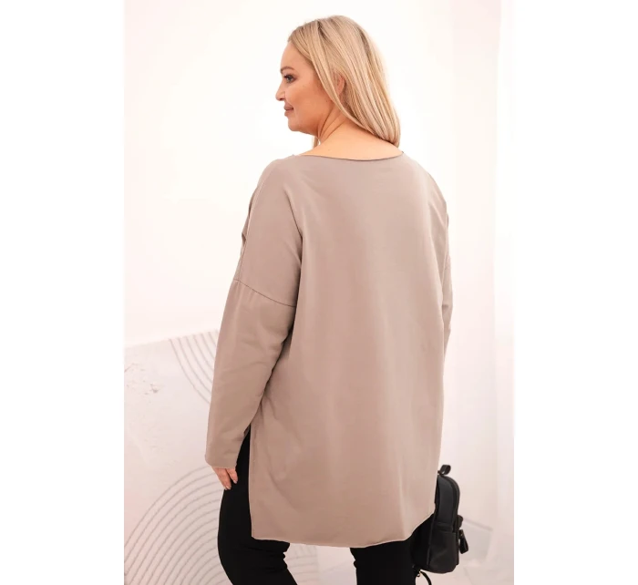 Dámská bavlněná blůza Plus Size asymetrická s dlouhým rukávem fango Dámská bavlněná blůza Plus Size asymetrická s dlouhým rukávem fango