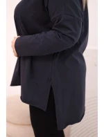 Dámske bavlnené Plus veľkosť asymetrické dlhý rukáv blúzka Garnet Dámske bavlnené Plus veľkosť asymetrické dlhý rukáv blúzka Garnet