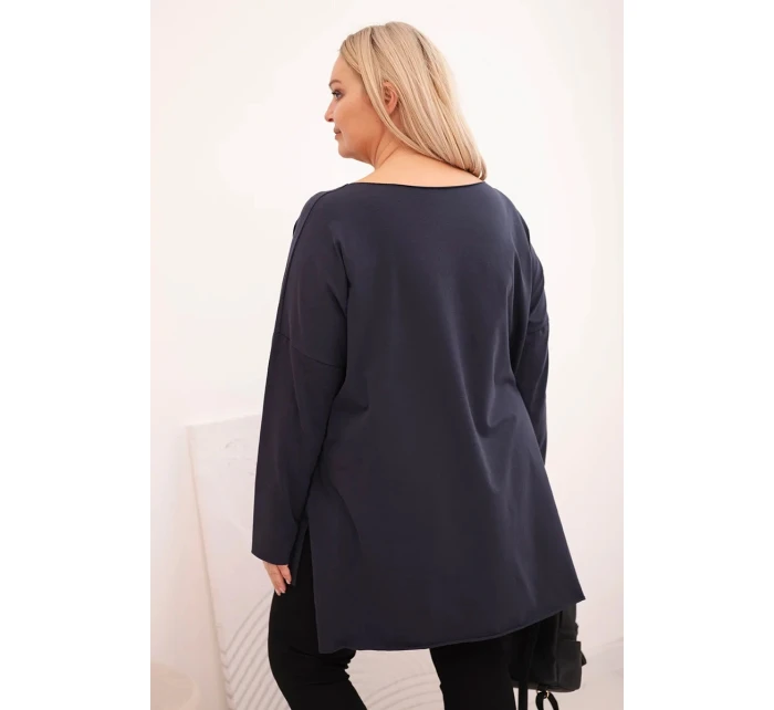 Dámske bavlnené Plus veľkosť asymetrické dlhý rukáv blúzka Garnet Dámske bavlnené Plus veľkosť asymetrické dlhý rukáv blúzka Garnet
