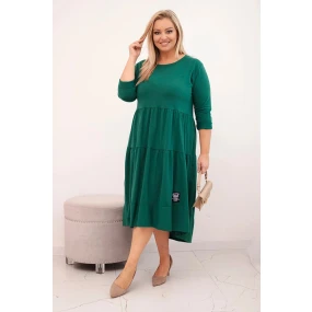 Dámská bavlněná model 21802037 Plus Size s volány a ohrnutým rukávem zelená - K-Fashion Dámská bavlněná model 21802037 Plus Size s volány a ohrnutým rukávem zelená - K-Fashion