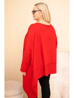 Dámská tunika Plus Size z bavlny s asymetrickým spodním lemem červená Dámská tunika Plus Size z bavlny s asymetrickým spodním lemem červená