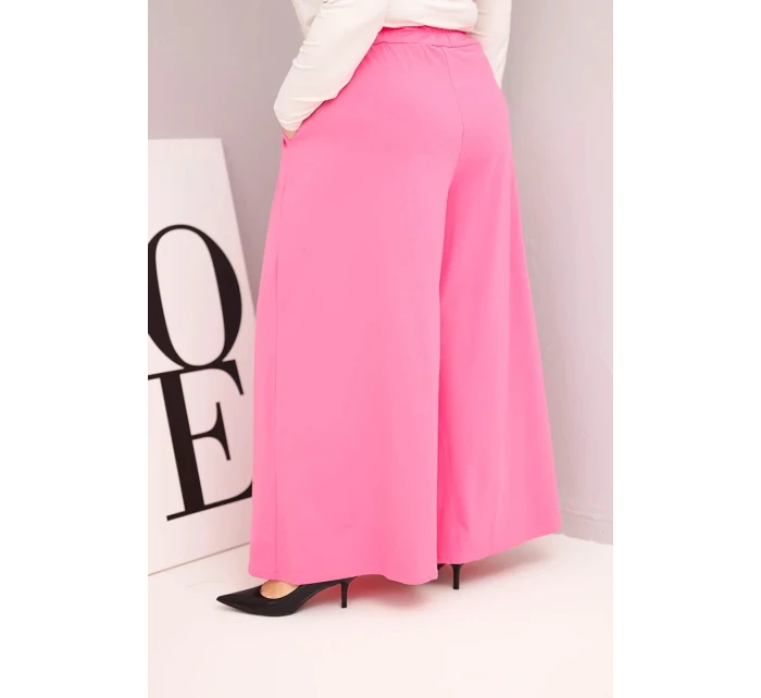 Dámske Plus veľkosť bavlnené nohavice so širokými nohami a voľným strihom svetlo ružová Dámske Plus veľkosť bavlnené nohavice so širokými nohami a voľným strihom svetlo ružová